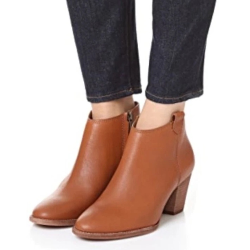 Madewell Billie Ankle Boots Size 10 English Saddle Leather Caramel Brown Booties